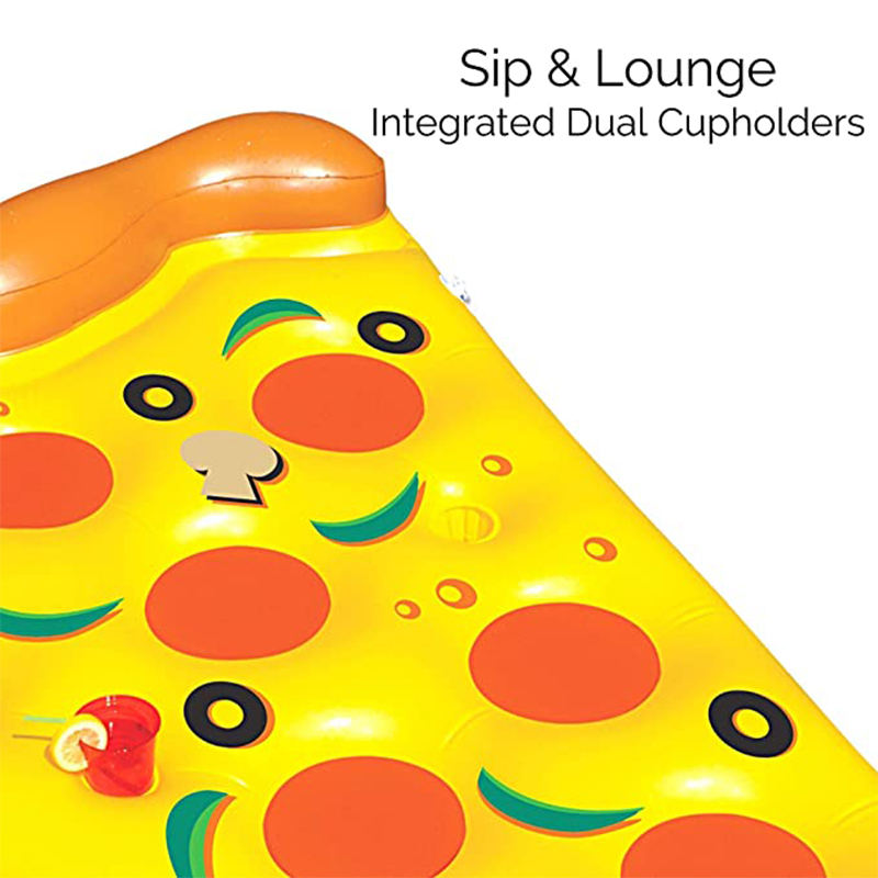 Giant Inflatable Pizza Pool Float Raft with Portable Hand Pump Fun Outdoor Swimming Accessories