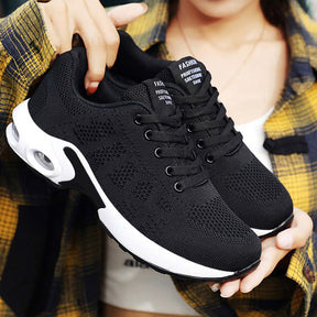 Womens Jogging Shoes Mesh Casual Lightweight Cushioned Sneakers-Black