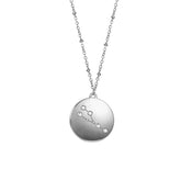 12 Constellation Coin Disc Silver Necklace Engraving Astrology Pendant-Taurus