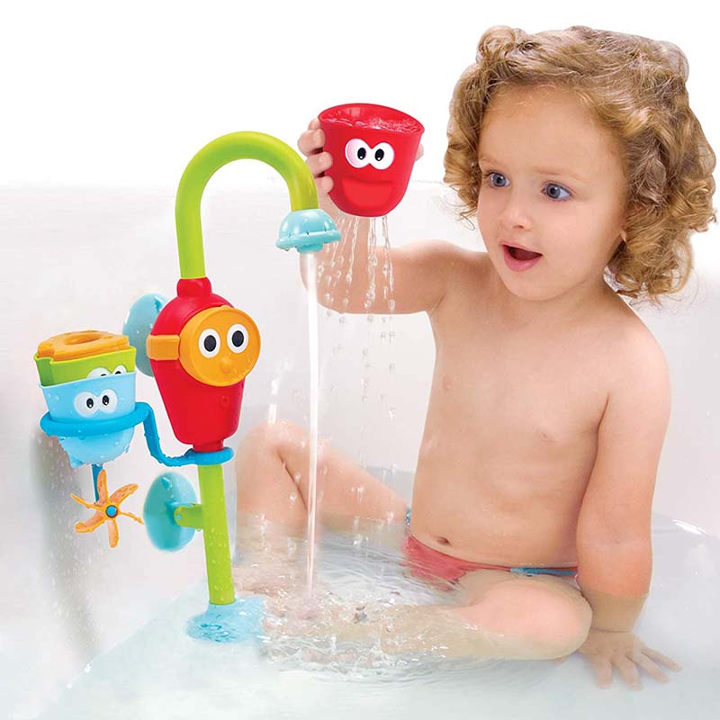 Toddler Bath Toy 3 Stackable Cups Water and Spray Spout for 9-36 Months