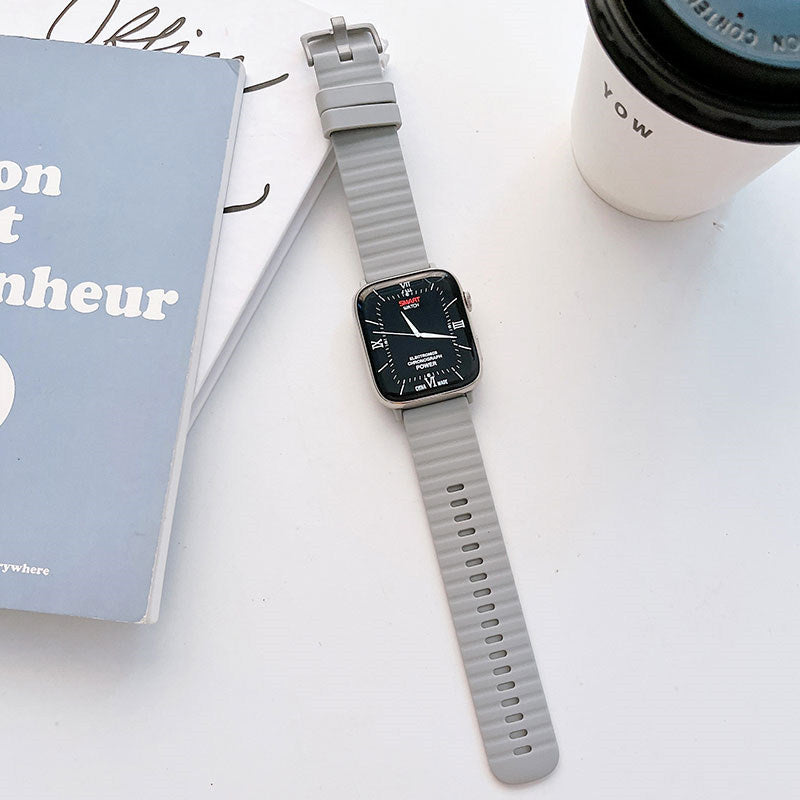 Silicone Wave Pattern Watch Band Compatible with Apple Watch- LightGray