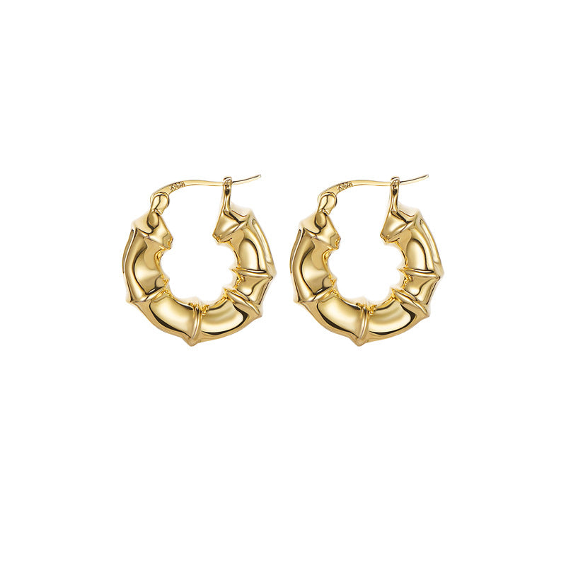 Bamboo Hoop Earrings Hip Hop Style for Daily Wear