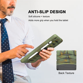 Shock Wave Kickstand Case Anti-Fall Protection With Pencil Holder+Cap For New iPad 7 10.2inch(2019)-Camouflage