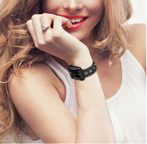 TGD Stainless Steel Watch Band Adjustable Wristbands for Apple IWatch Series SE/1/2/3/4/5/6 For Women-Black
