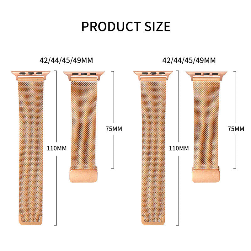 Fashion Magnetic Band Mesh Loop Metal Adjustable for Apple Watch-Rose Gold