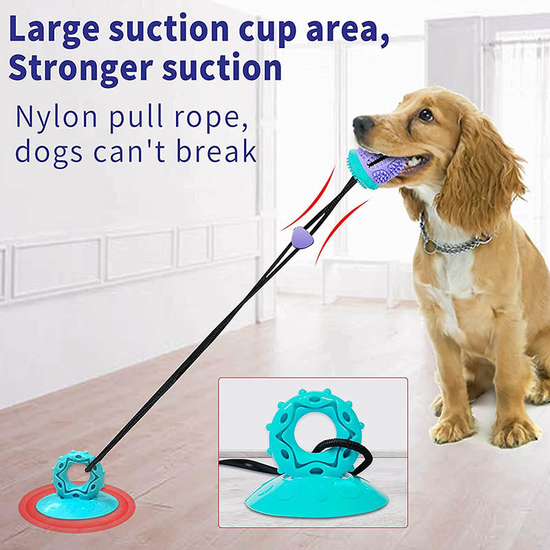 Dog Chew Suction Cup Toys Dog Tug of War Toys for Aggressive Chewers-CyanPurple