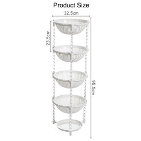 Stacking Fruit Basket Plastic for Kitchen Bathroom Organization-5 Tiers