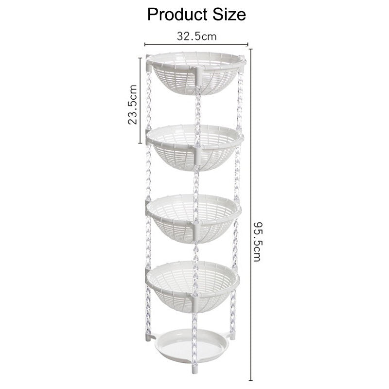 Stacking Fruit Basket Plastic for Kitchen Bathroom Organization-5 Tiers