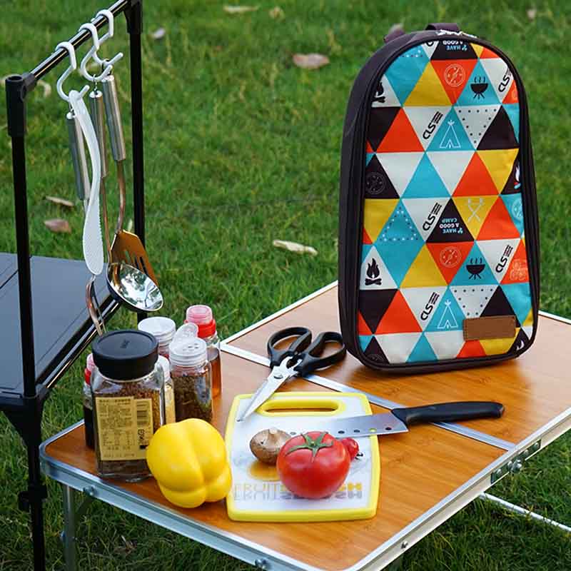 Cooking Utensils Organizer Travel Bag Portable Pouch for BBQ Camp Kitchen Kit-Triangle