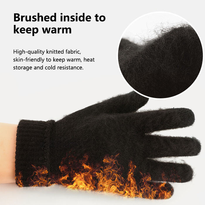WIWU Winter Woman Gloves Upgraded Touch Screen Anti-Slip Silicone Gel Elastic Cuff Thermal-Brown-DZ32