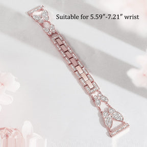 20mm Metal Watchband Butterfly Bling Diamond for Galaxy Watch 3/4/5-Rose Gold