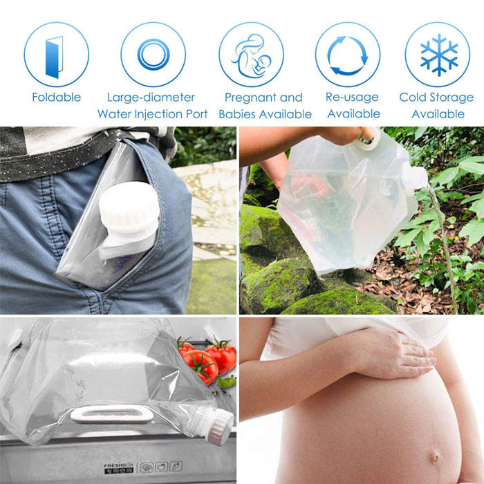 10L Premium Collapsible Water Container Bag BPA Free Food Grade Clear Plastic Storage Jug-Blue White