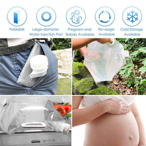 10L 5L Premium Collapsible Water Container Bag BPA Free Food Grade Clear Plastic Storage Jug-Blue White