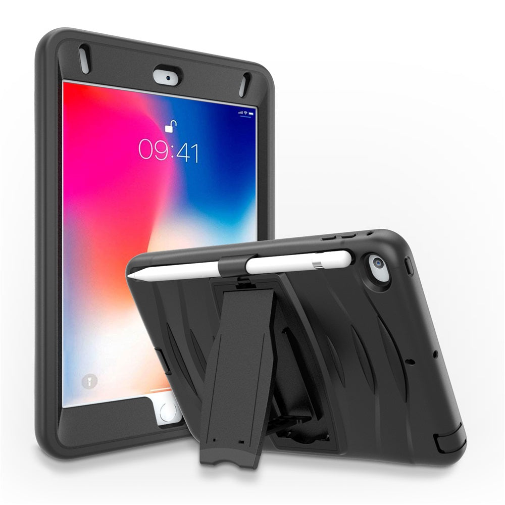 Shock Wave Design Kickstand Case Heavy Duty Rugged Anti-Fall Protection With Pencil Holder For 7.9inch iPad Mini 4/5-Black
