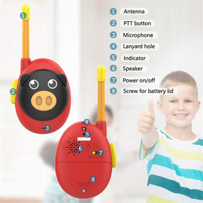 2 Pcs Kids Walkie Talkies with Lanyards 2 Way Radios for 3-12 Year-Red/Pig