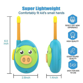 2 Pcs Kids Walkie Talkies with Lanyards 2 Way Radios for 3-12 Year-Blue/Pig