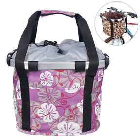 Foldable Detachable Travel Bike Basket for Cats Dogs-Purple