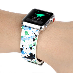 Graffiti Painted PU Leather Watch Band Microfiber Design For Apple Watch SE/6/5/4/3/2/1(Graffiti6)