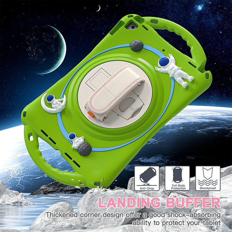 iPad Case Rugged Case with Handle Stand Shoulder Strap for iPad 10.2 Inch 2019/2020/2021-Green