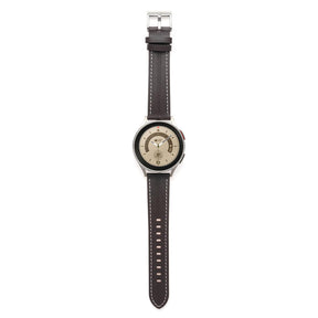 Genuine Leather Watchband Groove for Galaxy Watch 42mm/Samsung Gear S3-Coffee