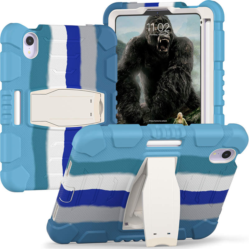 KingKong iPad Case For iPad Mini 6 Three-Layer With Holder-ColourfulBlue