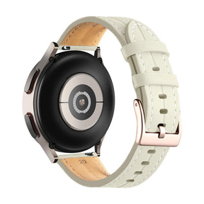 Genuine Leather Watchband Groove for Galaxy Watch 42mm/Samsung Gear S3-OffWhite
