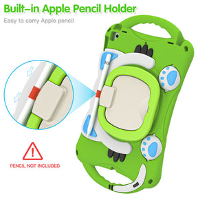 CatB Silicone Case For iPad 10.2 Air10.5 Pro10.5 Shockproof Shoulder Strap Handle Stand-Green
