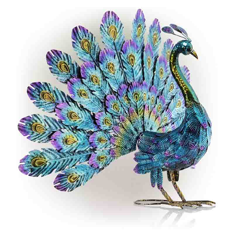 Garden Metal Peacock Statue Beautiful Texture Robust Anti Rust Suitable for Lawn Patio