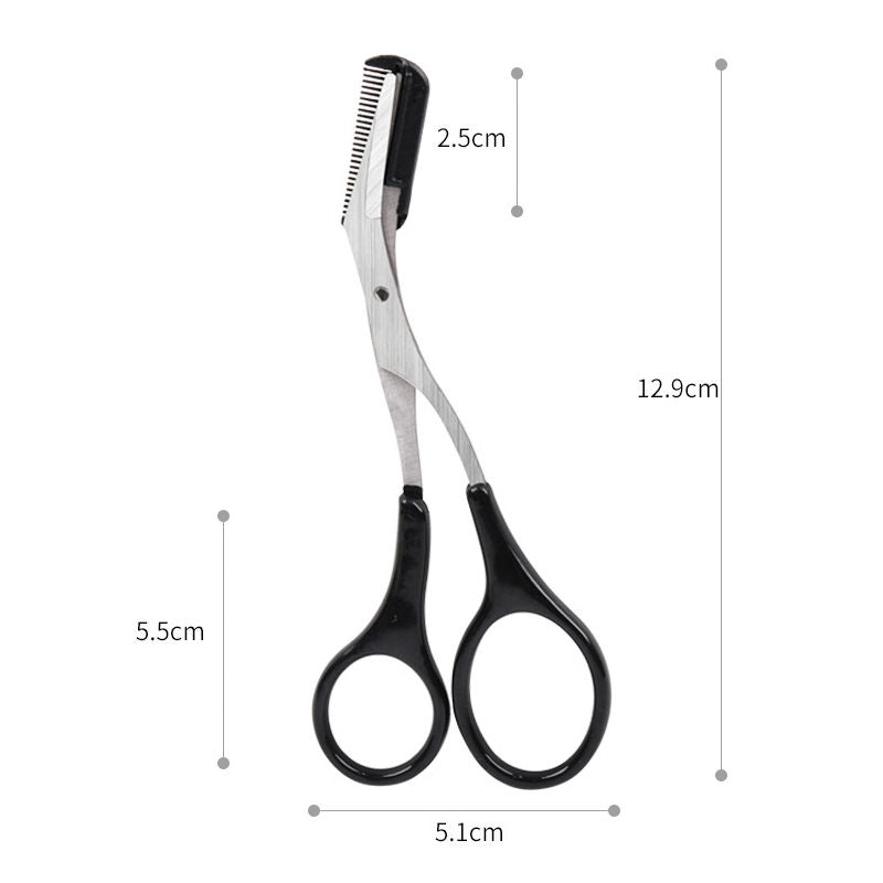 3 Pcs Stainless Steel Trimming Scissors with Eyebrow Comb and Non Slip Finger Grips-A