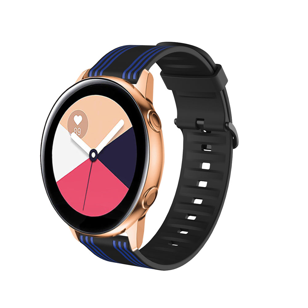 Silicone Band Striped Watch Band For Samsung Galaxy Watch 42/46mm Gear S3 Frontier/Classic(Black Blue)