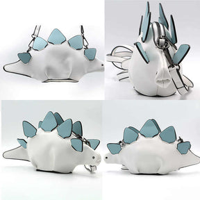 Dinosaur Shoulder Purses PU Stegosaurus CrossBody Bag for Girl Women-White