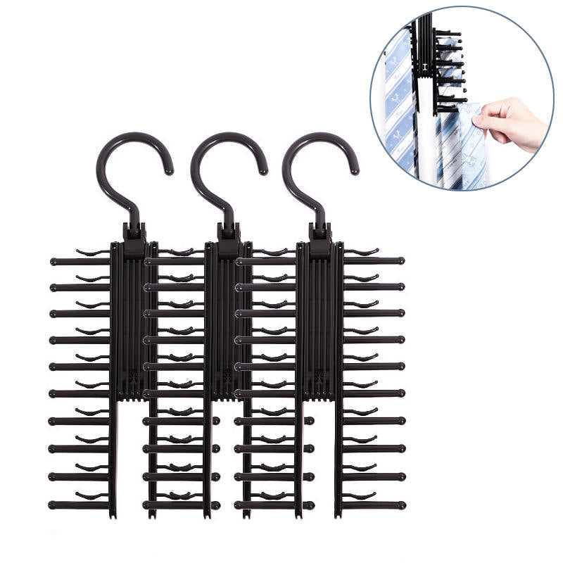 Tie Rack Holder Rotatable Organizer and Storage Rack 3 Pack -Black