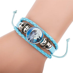 Adjustable Wolf Braided Leather Bracelet The Pretty Gifts for Women-Blue