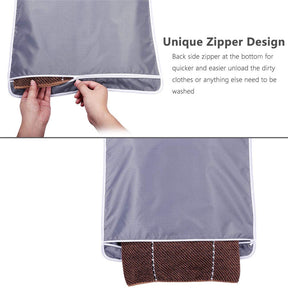 Hanging Laundry Hamper Bag with Free Adjustable Stainless Steel and Suction Cup Hooks - Gray