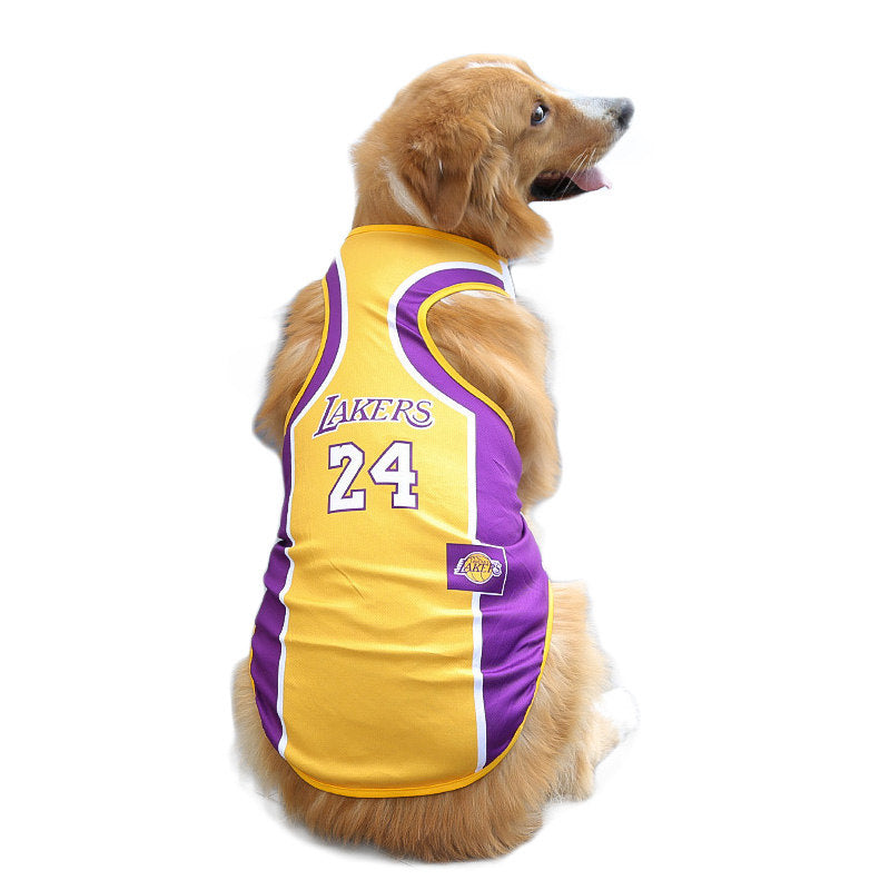 Dog Mesh Vest World Cup Jersey Basketball Clothes Yellow #24 Lakers