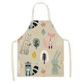 Cartoon Fox Print Apron for Kids Adults Painting Gardening-A5