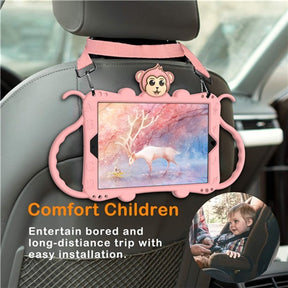 Monkey iPad Case+Neck Strap Cartoon Kids Anti-fall Protective Cover For Samsung Galaxy Tab A 8inch£¨2019£©T290/T295-Rose Gold