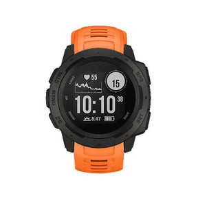 For Garmin Instinct Watchband Soft Silicone Adjustable Replacement Strap 22MM Black Steel Buckle-Orange