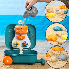 8 Pcs Kids Beach Toy Set Portable Trolley Case for Beach Park-Dinosaur