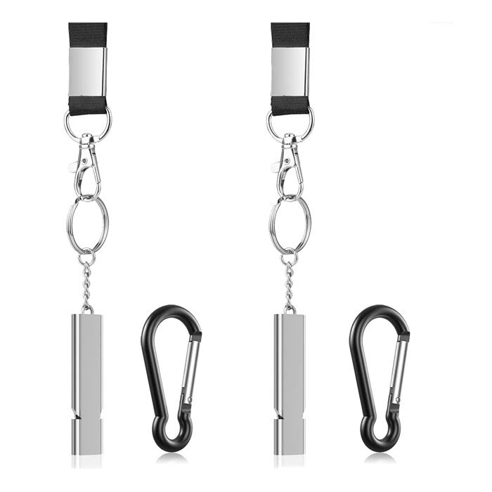 2Pcs Outdoor Survival Whistles With Carabiner And Lanyard