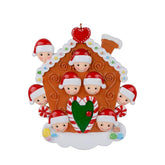 Christmas Hanging Ornaments Personalized Gingerbread House Family of 8