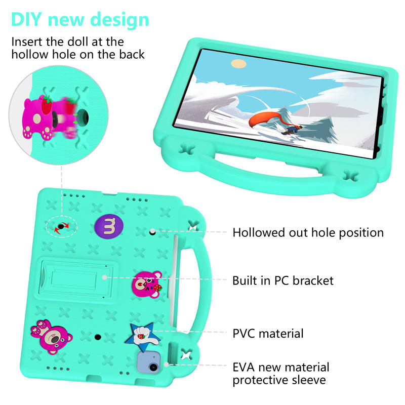 Strawberry iPad Case Shockproof with Handle Shoulder Strap for iPad 10th 2022-MintGreen