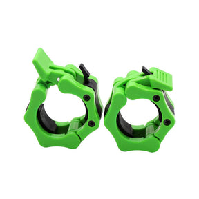 Pair of Olympic Barbell Clip Professional Barbell Plate Lock Collar Clip for 5CM Lever-Green