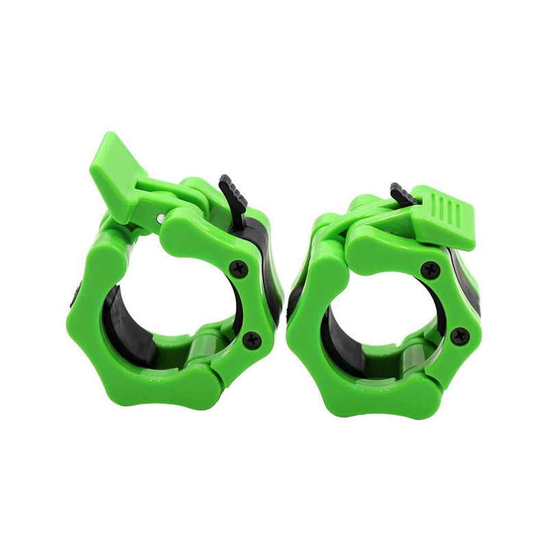 Pair of Olympic Barbell Clip Professional Barbell Plate Lock Collar Clip for 5CM Lever-Green