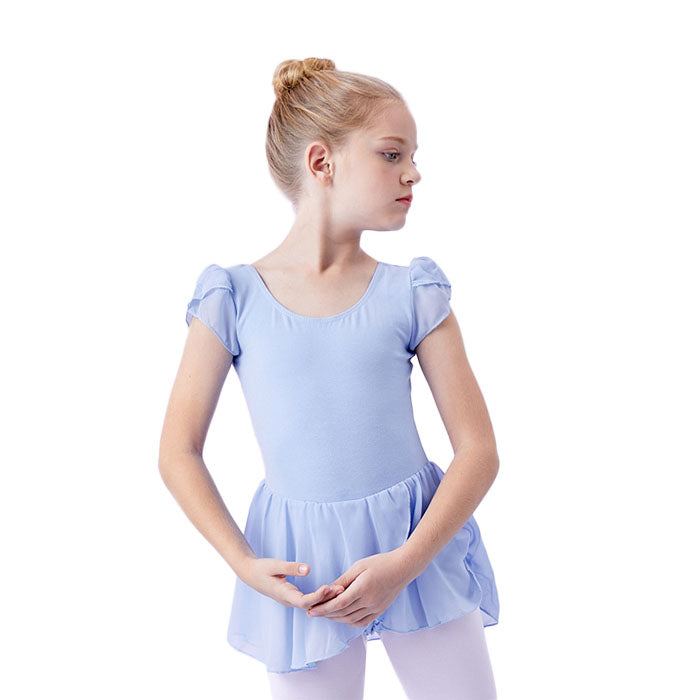 Toddler Ballet Leotard for Girls Dance Flutter Sleeve Skirt Ballerina Dress Outfit-Blue
