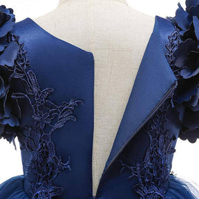 Princess Flower Girl Lace Dress Pageant Kids Christmas Party Dresses-Royal Blue