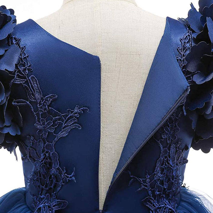 Princess Flower Girl Lace Dress Pageant Kids Christmas Party Dresses-Royal Blue