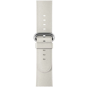 Litchi Pattern Leather Replacement Watch Band For iWatch Series SE/6/5/4/3/2/1-White