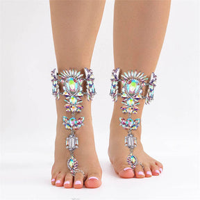 2Pcs Beach Crystal Rhinestone Anklet for Women and Girls-ABcolor