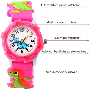 Girls Watch 3D Cute Dinosaur Waterproof Watches-Pink